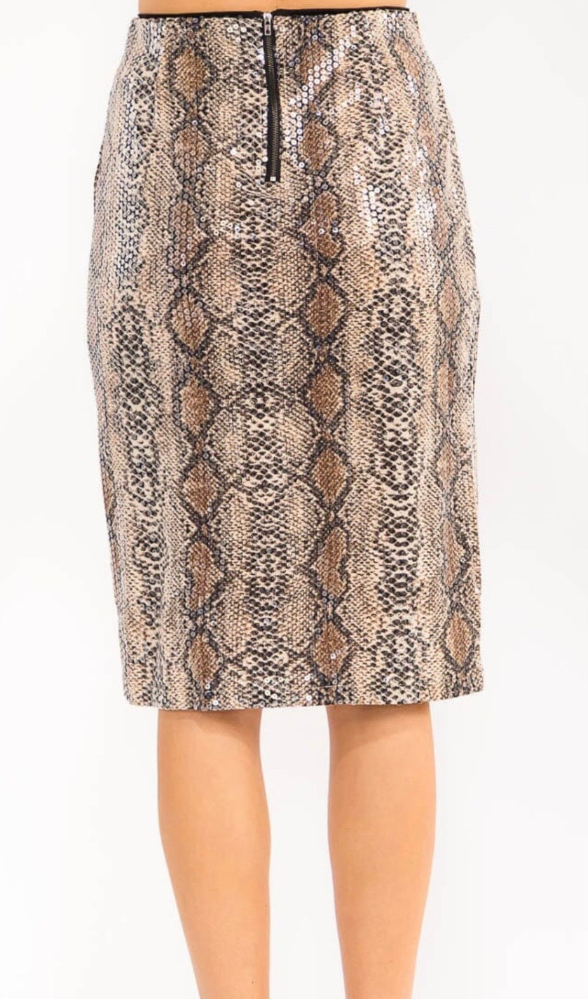 Snake Print sequins Skirt