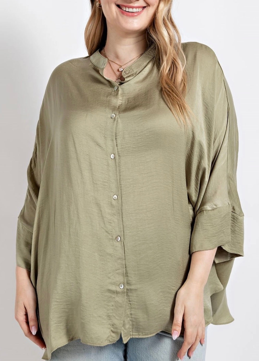 Plus Carla Top In Emerald Green