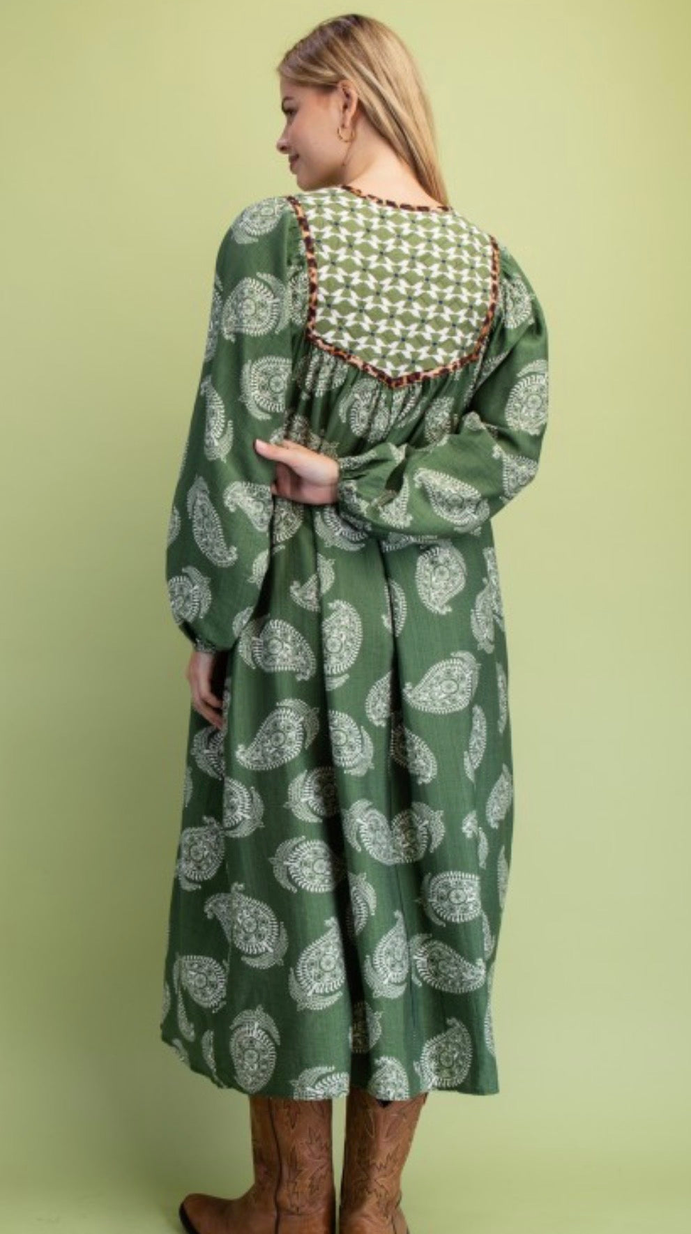 Avocado Quilted Midi Dress