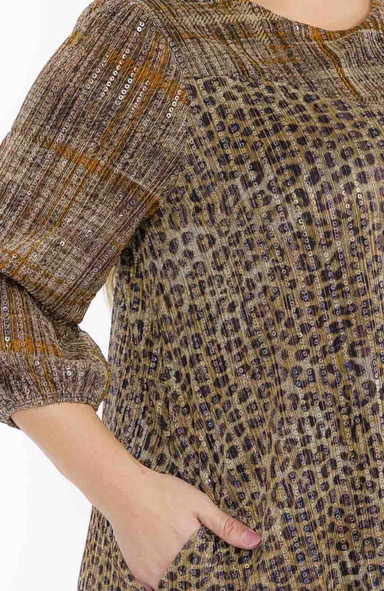 Plus Sequins Animal Print Dress