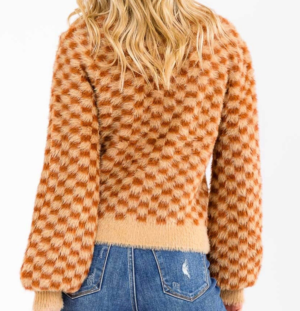 Checkered Fuzzy Sweater