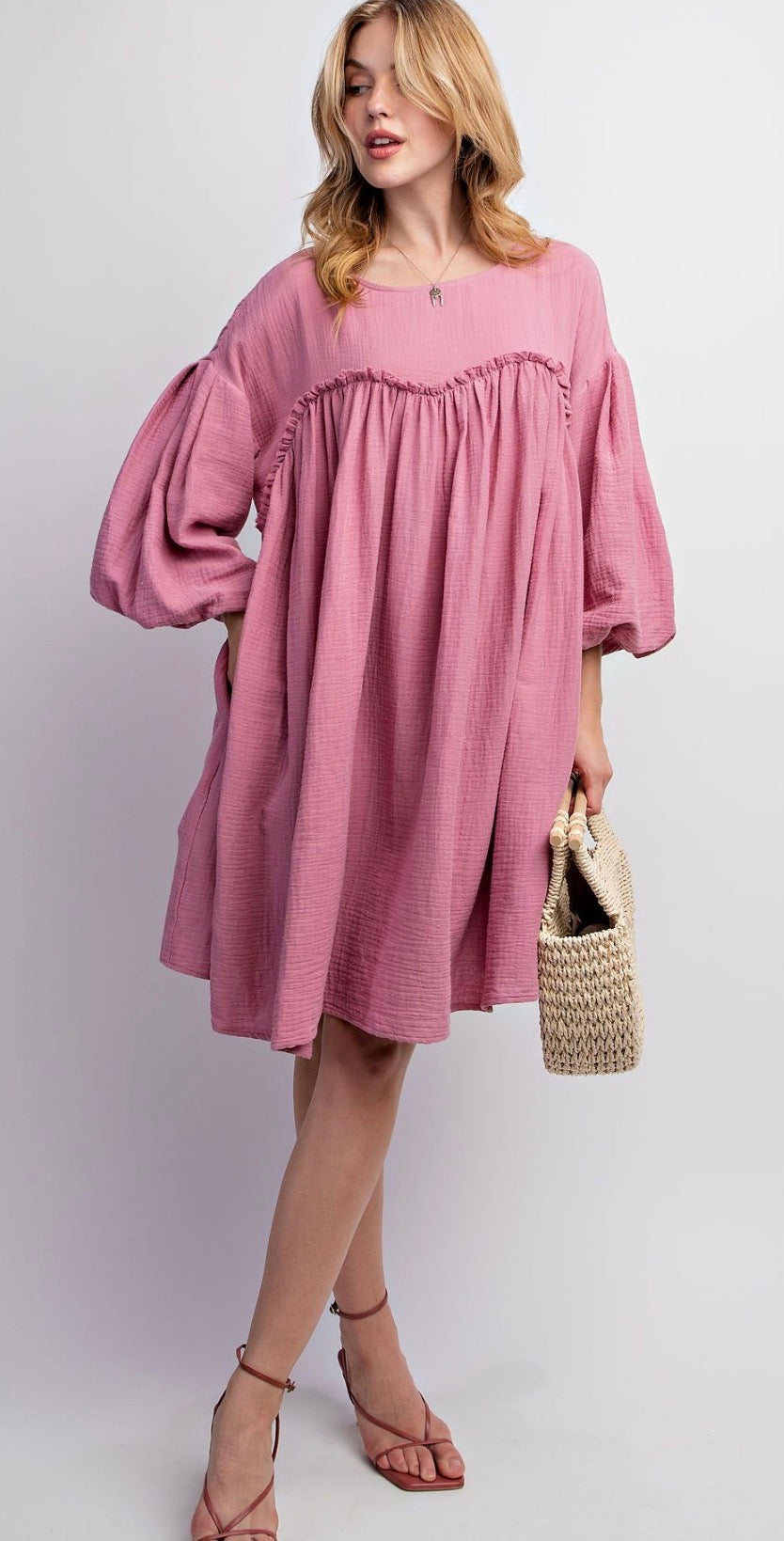Marie Babydoll Dress in Mauve