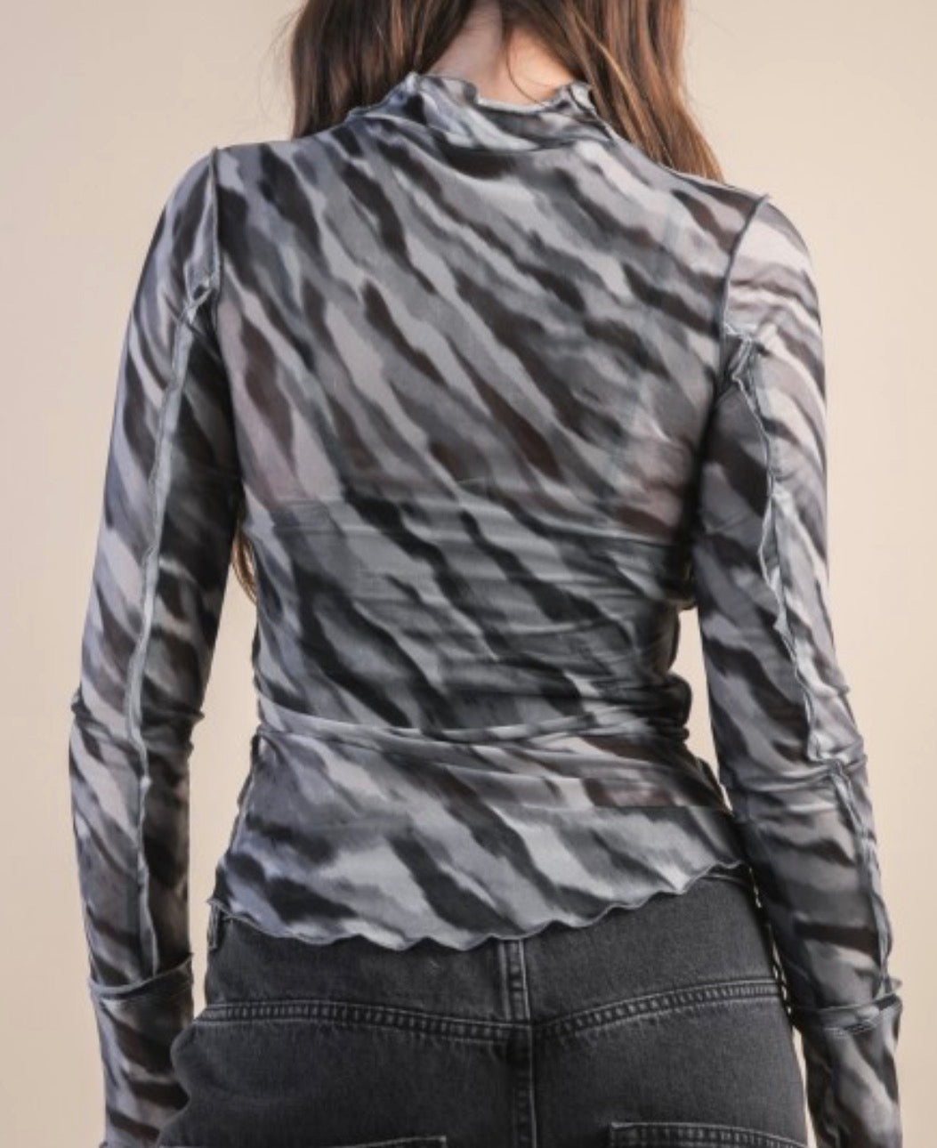 Black Zebra Mesh Top