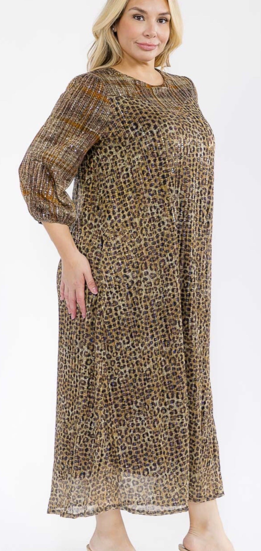 Plus Sequins Animal Print Dress