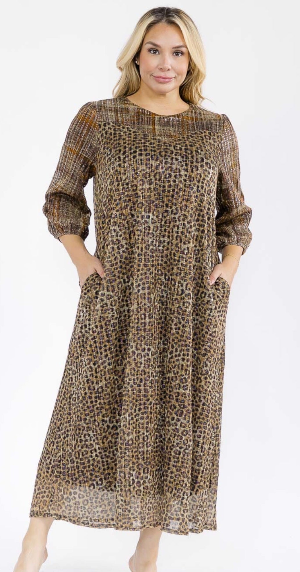 Plus Sequins Animal Print Dress