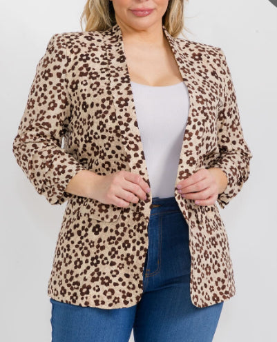 Plus Cream Flower Blazer