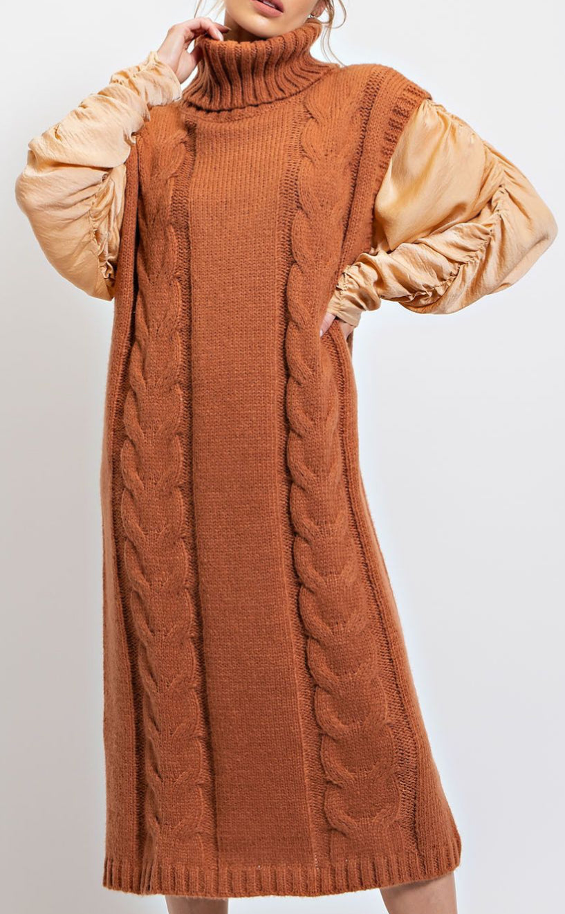 Cognac Sweater Dress