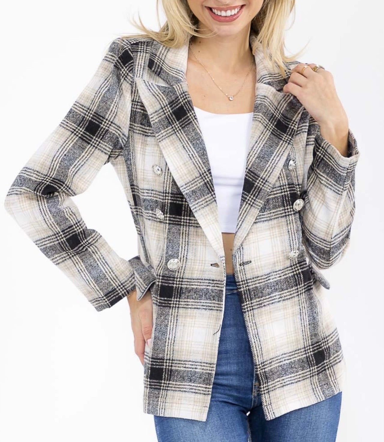 Black and Tan Plaid Blazer