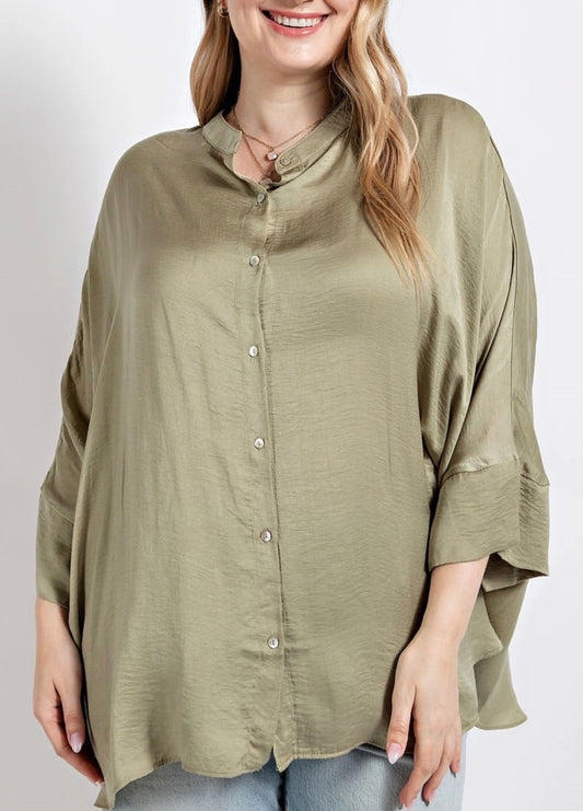 Plus Carla Top In Emerald Green