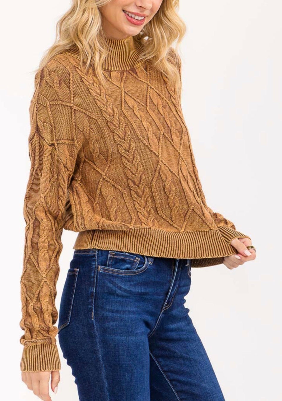 Camel Mock Neck Sweater