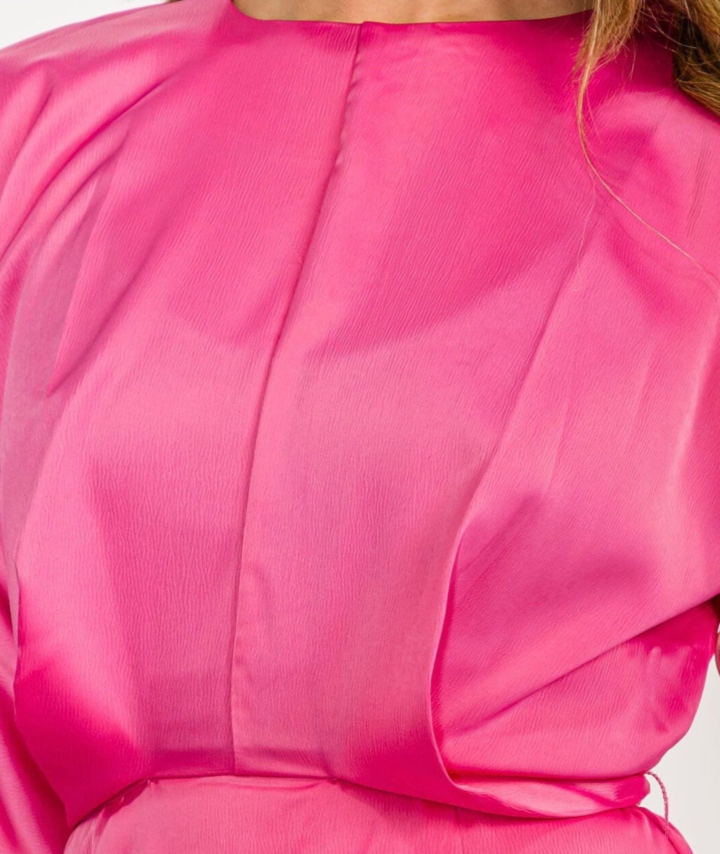 WOMEN'S LONG SLEEVE SELF TIE SATIN MAXI DRESS