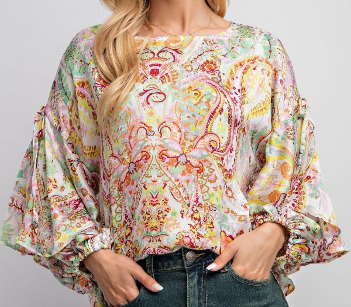 Sage Paisley Top