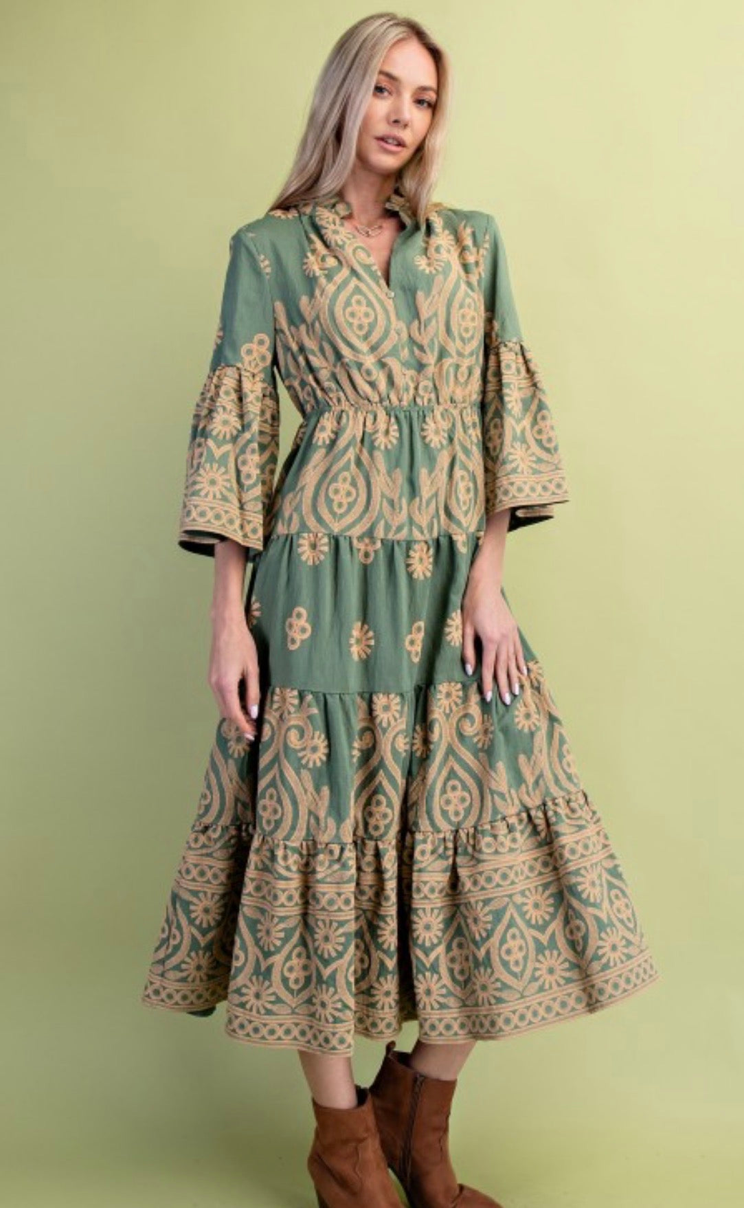 Ava Textured Print MIDI Dress
