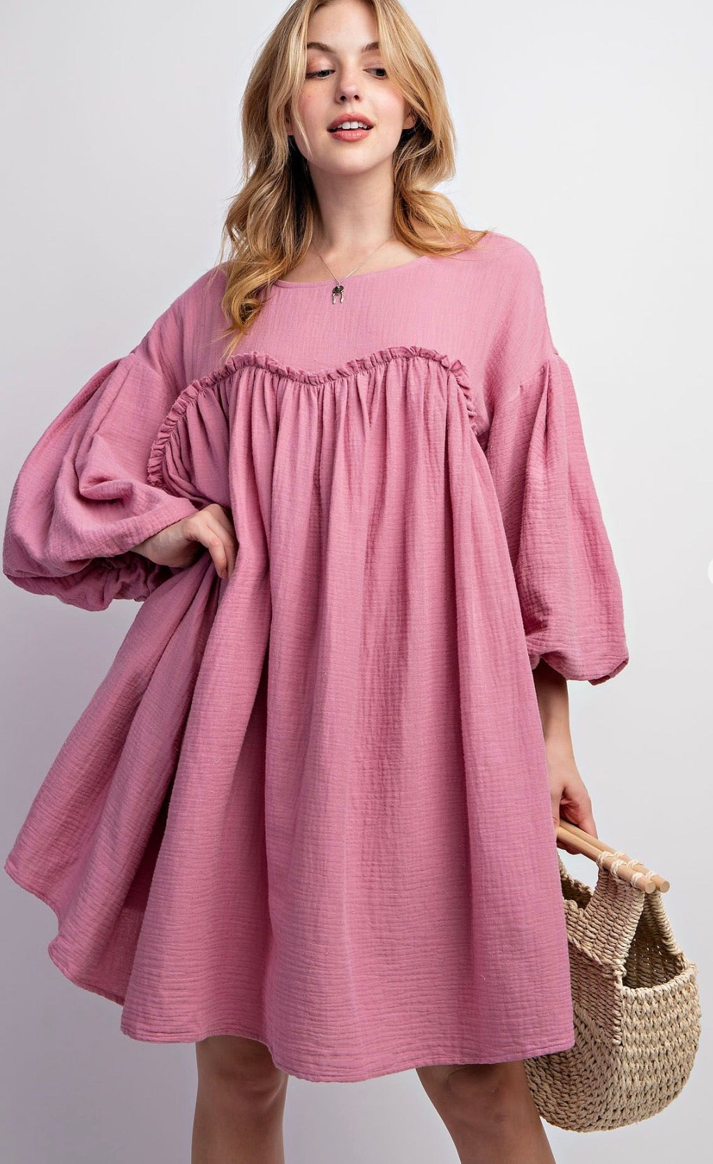 Marie Babydoll Dress in Mauve