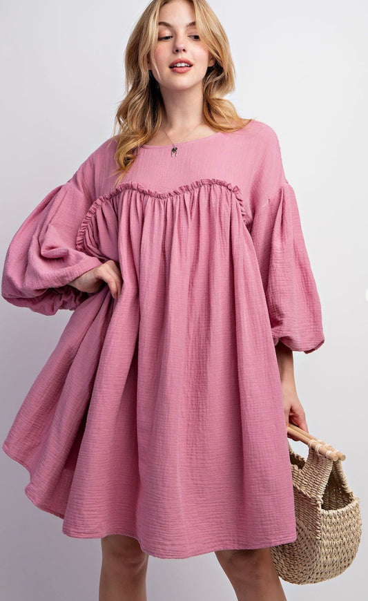 Marie Babydoll Dress in Mauve