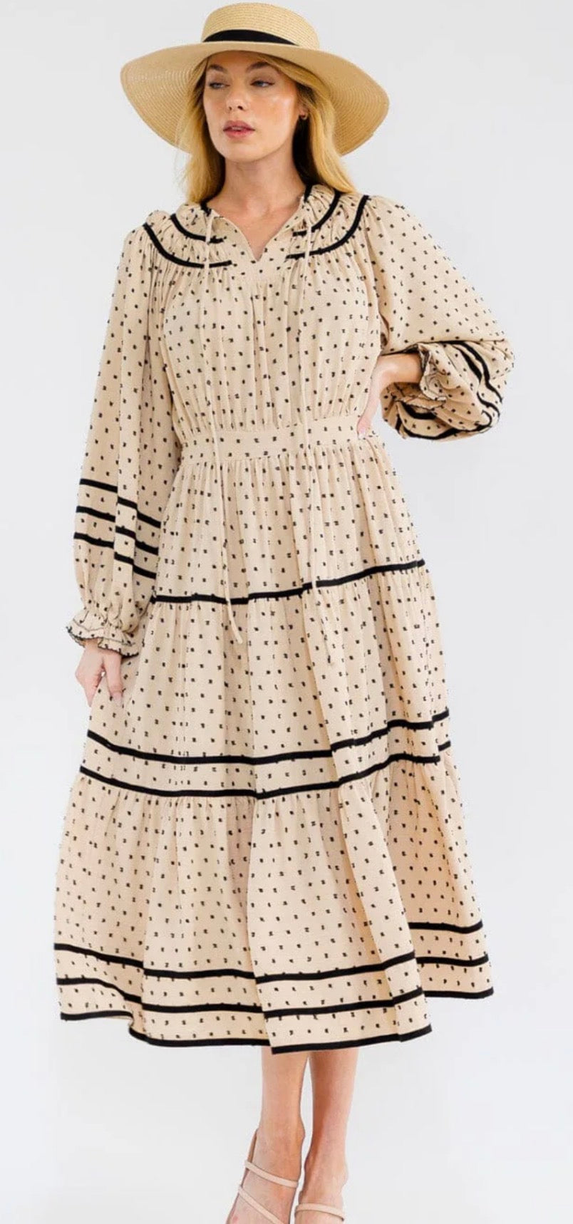 Jackie Dot Maxi in Taupe