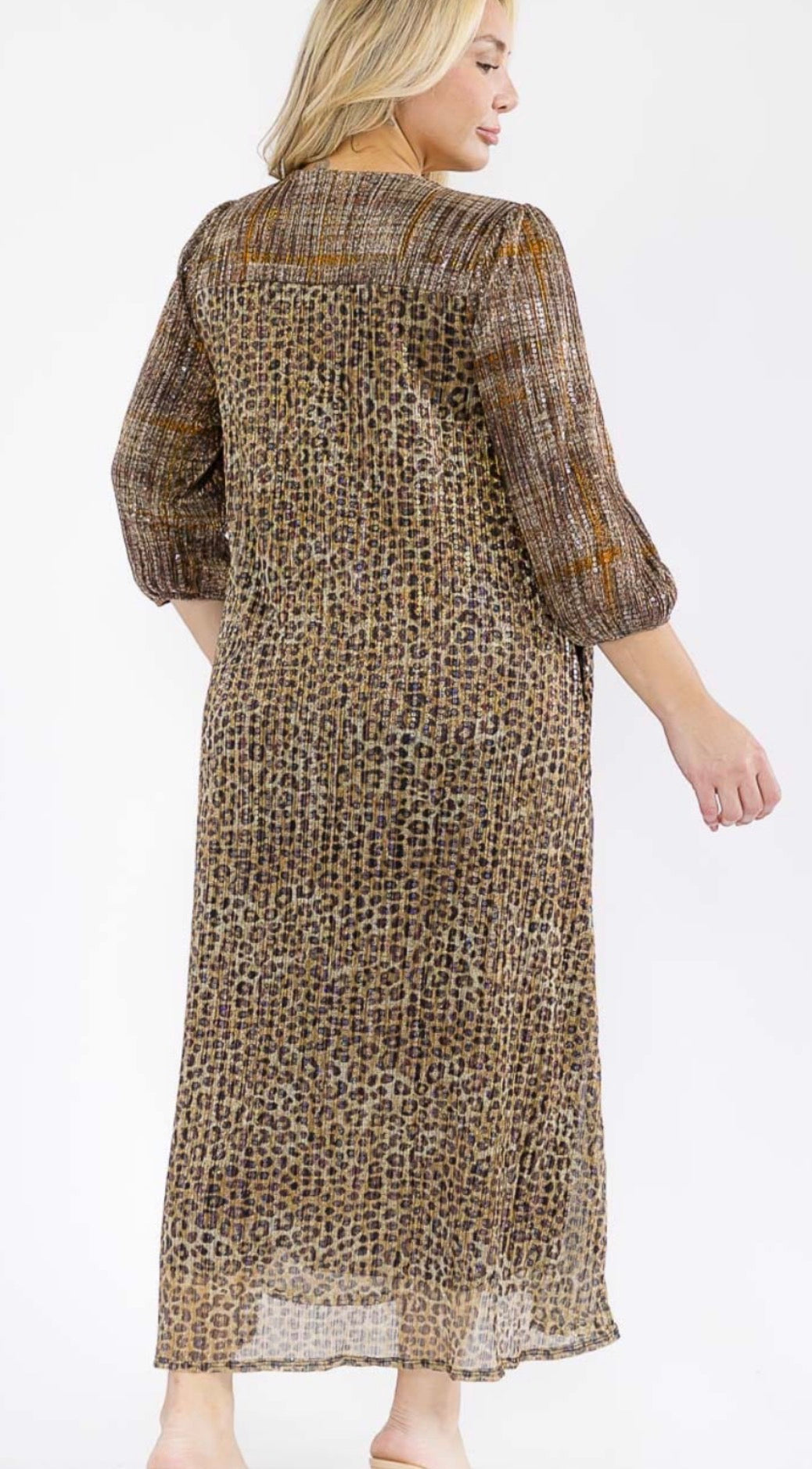 Plus Sequins Animal Print Dress