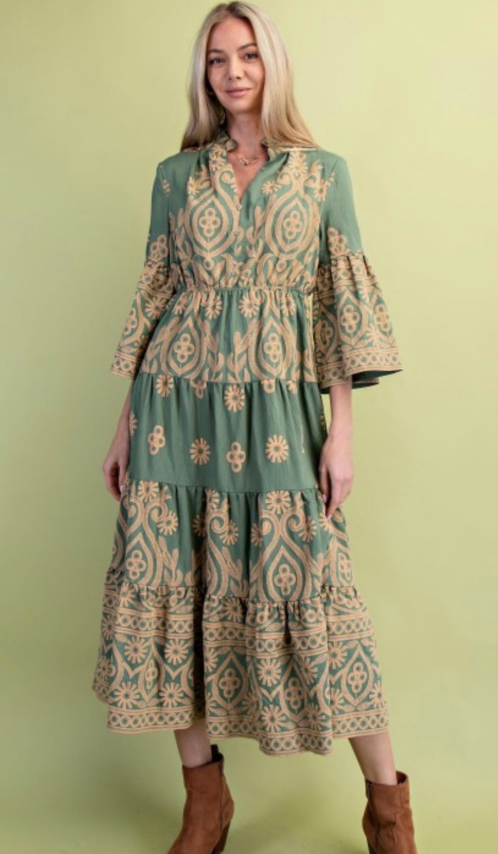 Ava Textured Print MIDI Dress