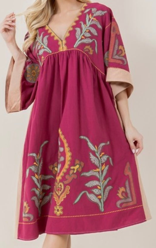 Wine Boho Dress