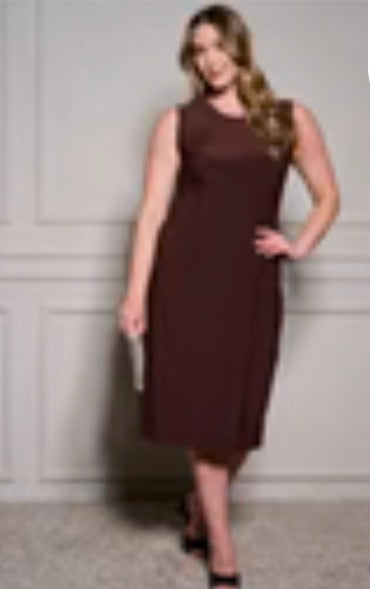 Plus Brown Sleeveless Slip Dress