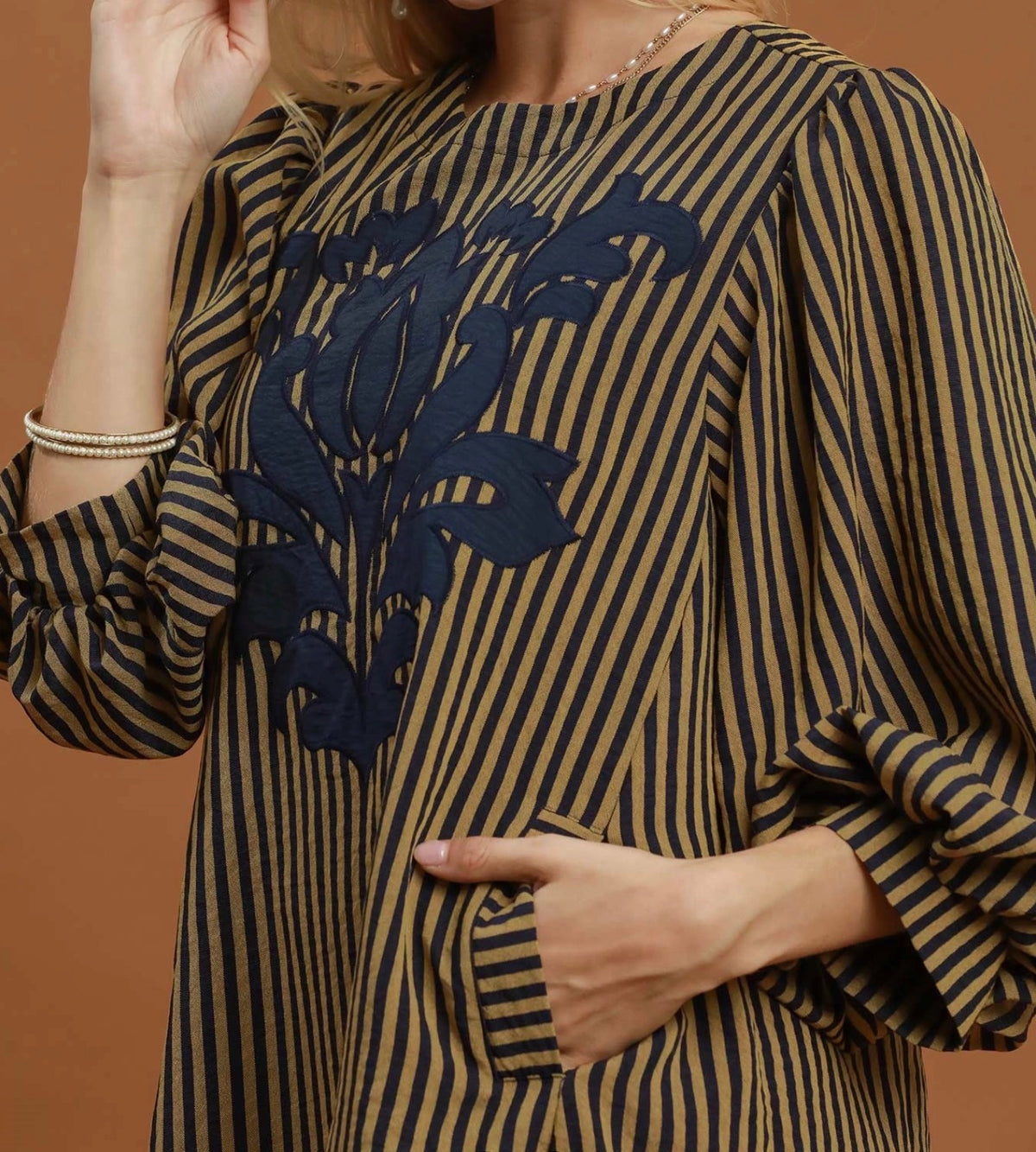 The Striper Top in Navy