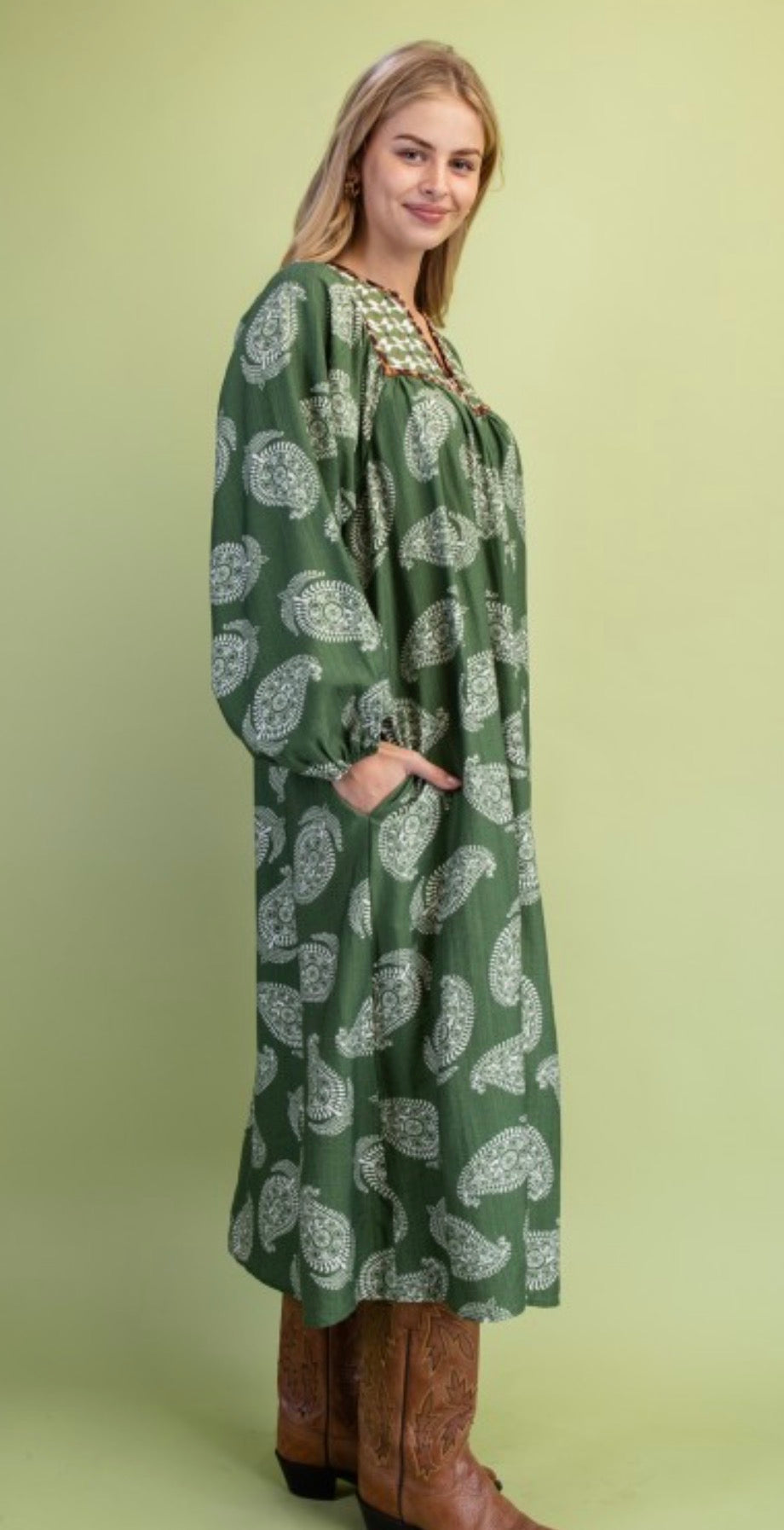Avocado Quilted Midi Dress