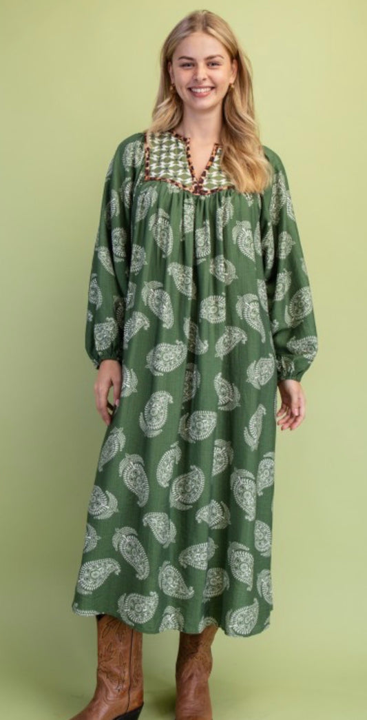 Avocado Quilted Midi Dress