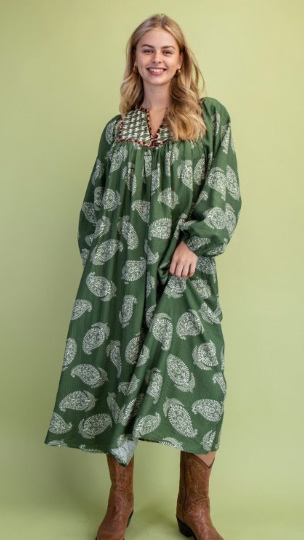 Avocado Quilted Midi Dress