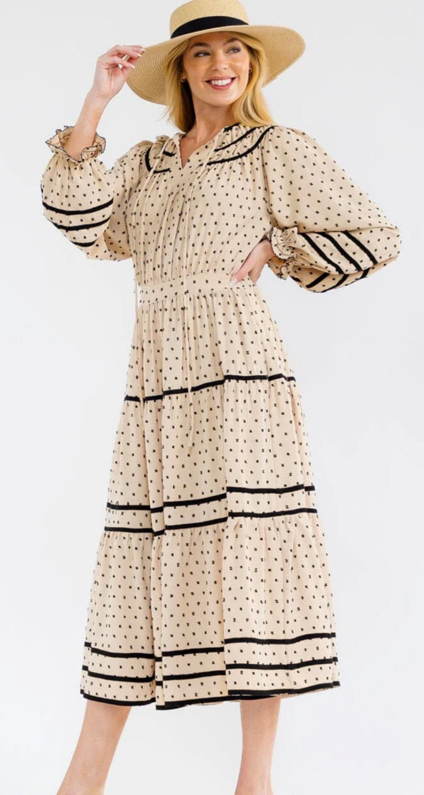 Jackie Dot Maxi in Taupe