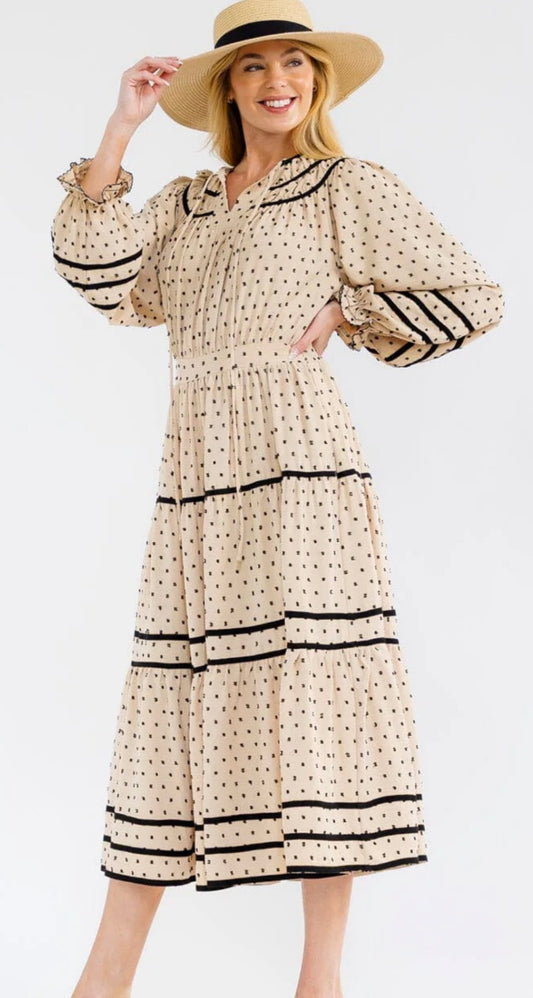Jackie Dot Maxi in Taupe
